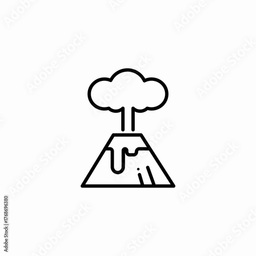erupting volcano smoke icon sign vector