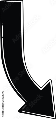 Hand drawn curved arrow for downward direction