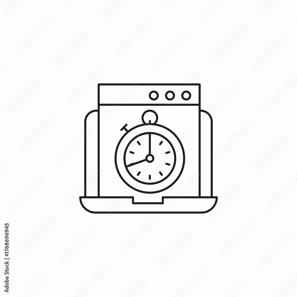 Obraz premium laptop stopwatch timer icon sign vector