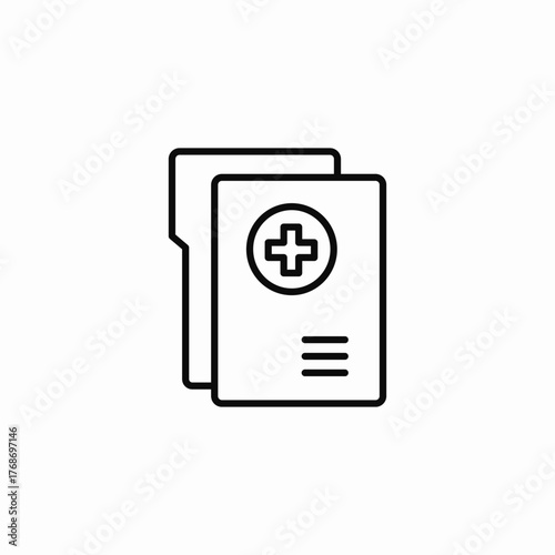 medical documents with a cross icon sign vector