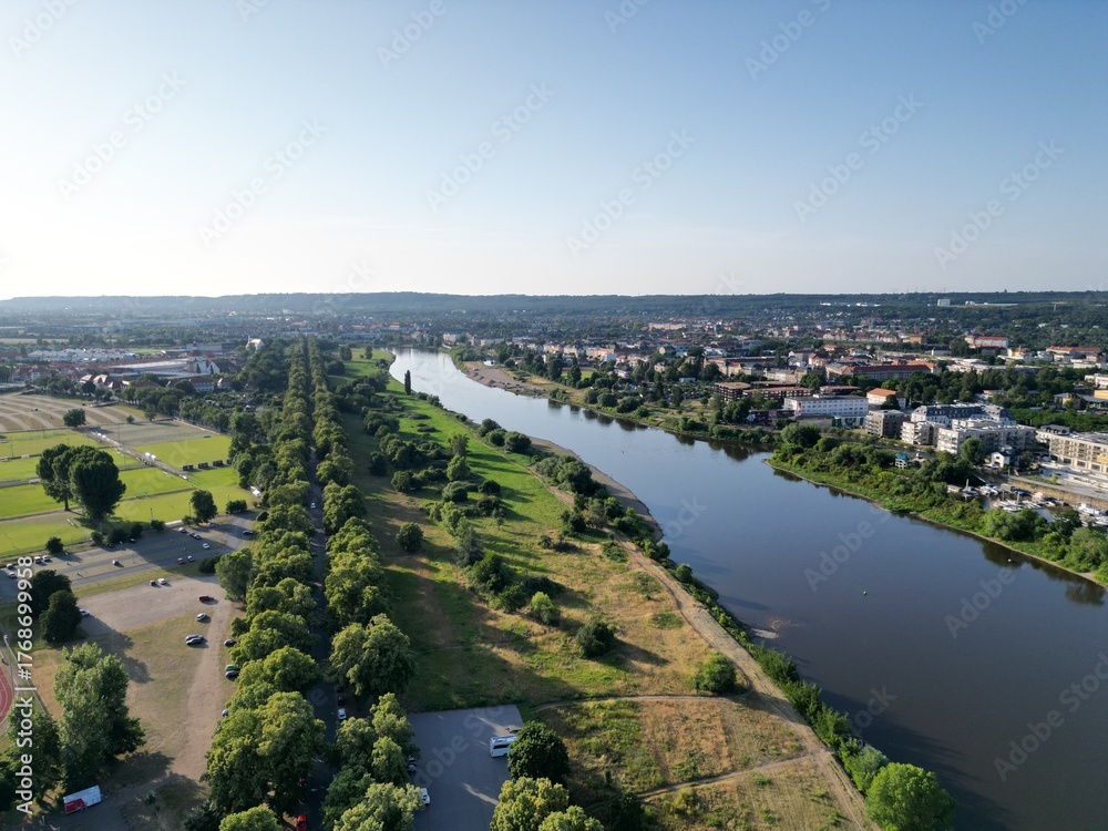 Fototapeta premium Aerial View of Dresden – Historic Cityscape from Above