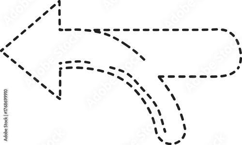Dashed arrow pointing left in doodle style