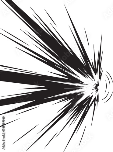 Dynamic exploding black lines bursting outward motion effect graphic element