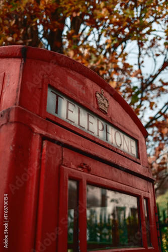Crown Symbol On The Top Of The Red Telephone Booth