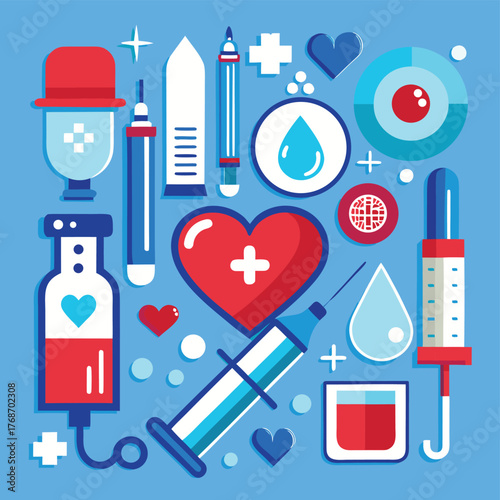 Insulin Injection & Heart Icon Set