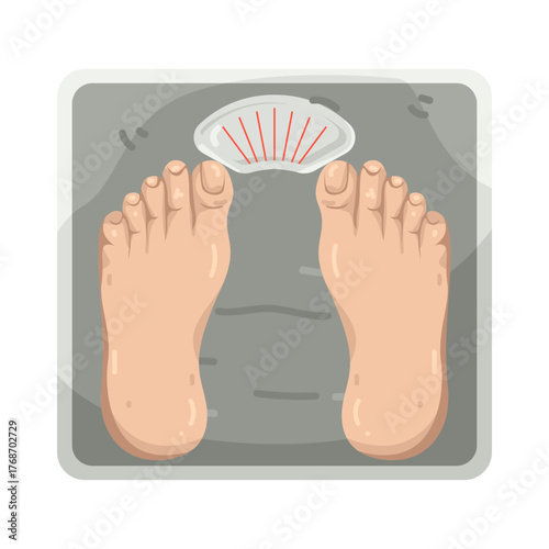 Illustration of Feet on Bathroom Scale