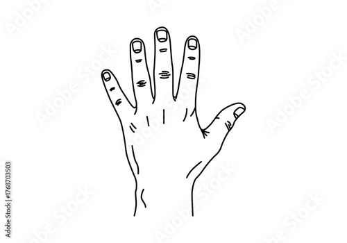 Icono negro de mano abierta en fondo blanco