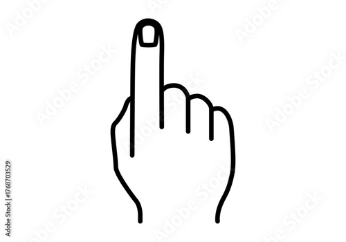 Icono negro de mano indicando en fondo blanco