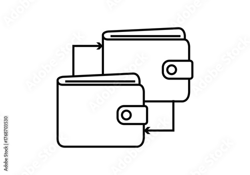 Icono negro de transacción económica entre carteras 