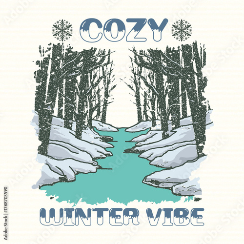 Cozy Winer vibes, Winter Quote T shirt Design.  Winter season quotes Design. Winter vintage text print, graphic tee for women's tops, use this art for T-shirt, sweatshirt, sweat, tops, woven, jersey .