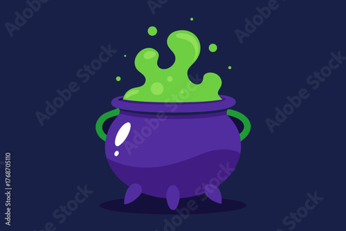 witch cauldron overflowing with glowing mist on transparent background