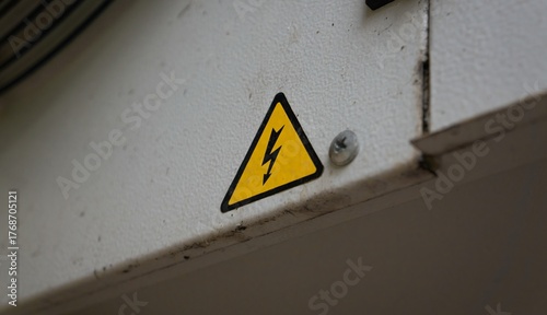 high voltage warning sign on electrical panel