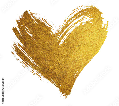 Gold Heart Brush Stroke isolated on a transparent background 4