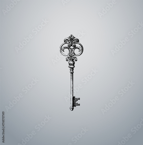Elegant Antique Style Skeleton Key with Decorative Ornate Top