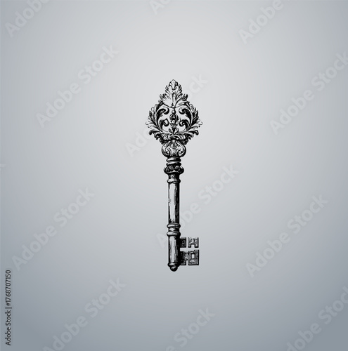 Elegant Antique Style Skeleton Key with Decorative Ornate Top