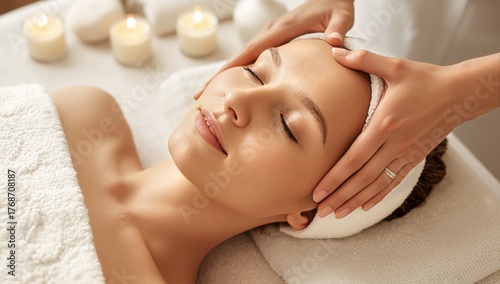 Relaxing Facial Massage at Spa With Calming Candles in Serene Environment