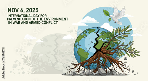 Promote global environmental protection with this compelling design featuring Earth, dove, and olive branch for peace initiatives, conservation efforts, and social impact campaigns