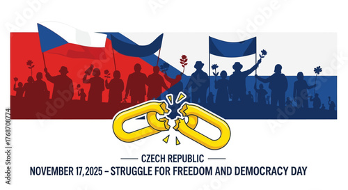 Celebrate Czech Republic's Struggle for Freedom and Democracy Day with this evocative design showcasing unity, resilience, and national pride, fostering a spirit of hope