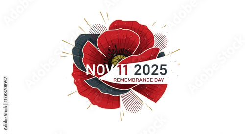 Remember November 11th, 2025 on Remembrance Day with this beautiful red poppy design, a symbol of respect, remembrance, and enduring peace for generations to come