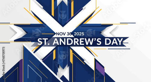 Celebrate St. Andrew's Day 2025 with this vibrant graphic, ideal for Scottish themed events, cultural celebrations, and patriotic designs showcasing national pride and heritage