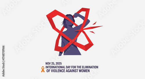 Empowered woman breaking free from violence, symbolizing hope and strength for International Day for the Elimination of Violence Against Women, inspiring social change and support