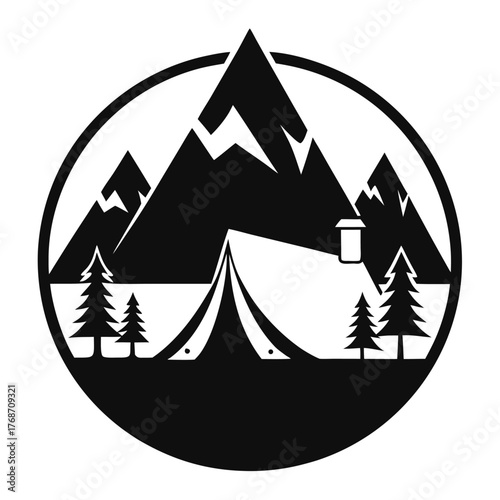 camping icons set
