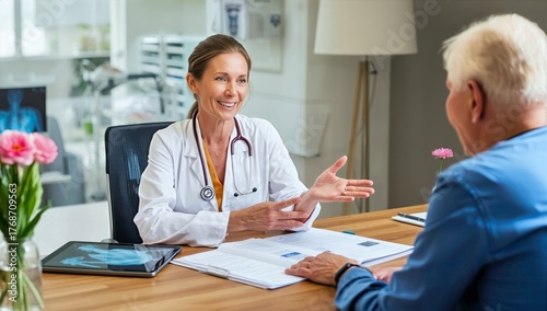 Doctor and Patient Discuss Health Concerns in a Modern Clinic Setting During ...