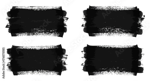 black brush strokes set for banners posters design creating bold text boxes ideal for social media content  adding an artistic touch to projects