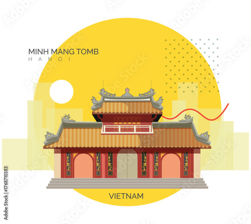 Minh Mang Tomb - Mausoleum of Emperor Minh Mang Hue - Stock Illustration