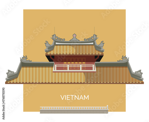 Minh Mang Tomb - Mausoleum of Emperor Minh Mang Hue - Stock Illustration