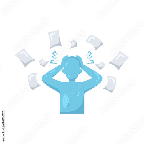 Illustration of Overwhelmed Person with Flying Document