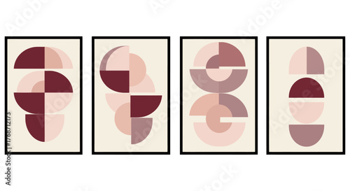 geometric art prints minimalist shapes with muted tones in framed wall art perfect for modern home decor and adding a touch of elegance set of four