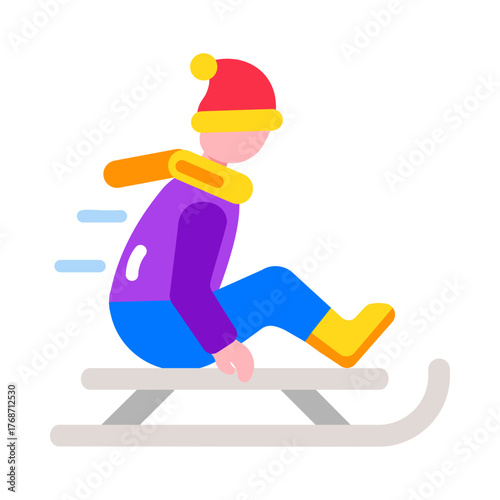 Flat style icon showing sledding activity