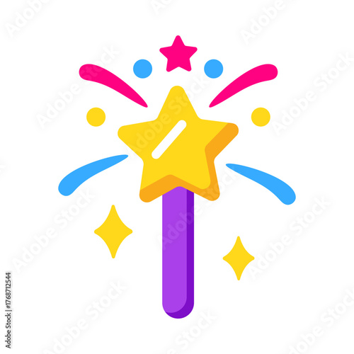 A flat style icon of shining christmas sparkler