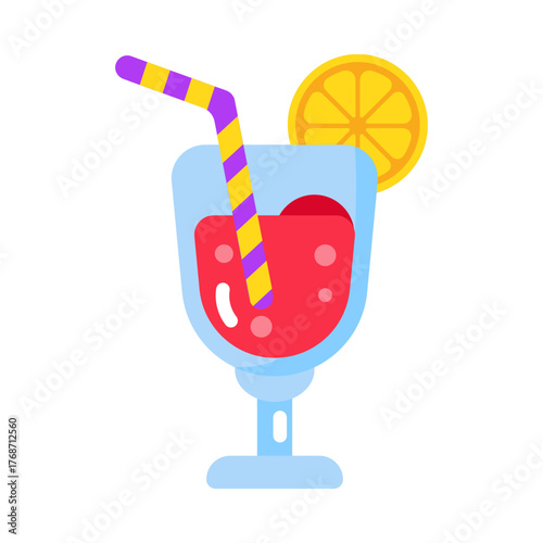 Flat style icon showing red christmas wine glass