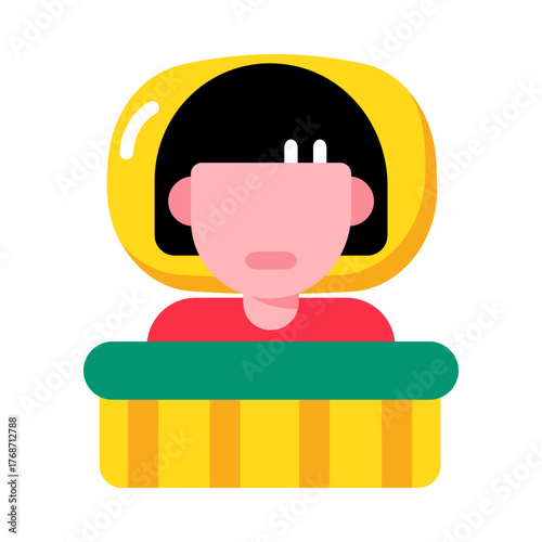 Flat style icon depicting a sleeping character
