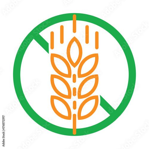 Gluten-free icon vector isolated on white background. Stalk of grain, wheat gluten-free grain vector icon label, round badge logo. EPS 10.