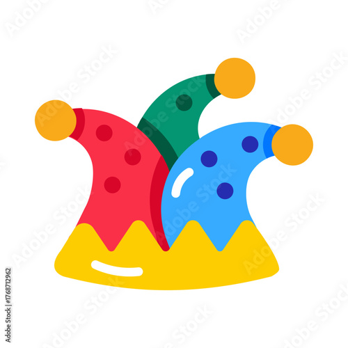 Flat style icon representing clown hat