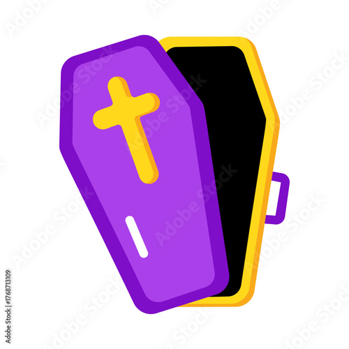 Flat style icon representing a coffin 