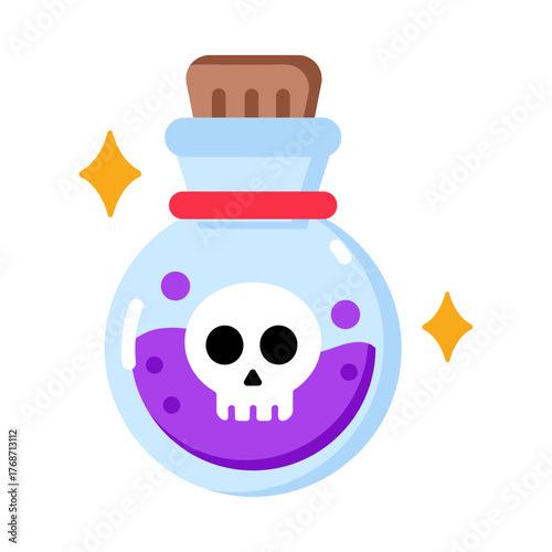 A flat style icon showing poison flask 
