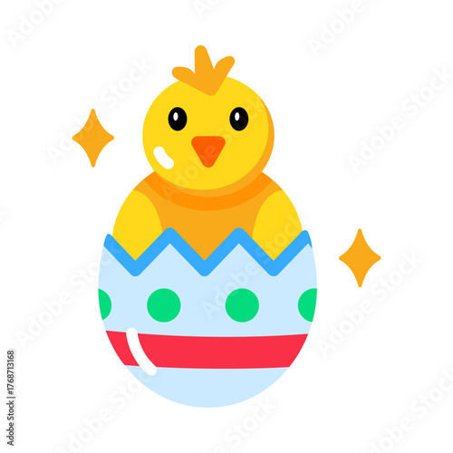 A flat style icon showing easter chick