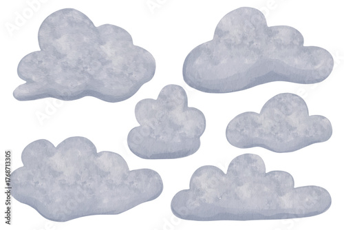 A set of gray storm clouds. Vector graphics.