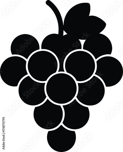 Grapes Vector Silhouette Icon: Bunch of Grapes Design for Vineyard and Fruitful Harvest Concepts
