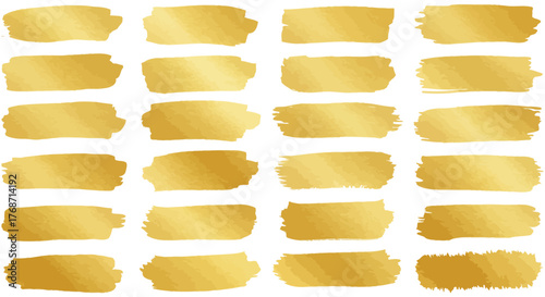 gold brush strokes for design a set of golden painted shapes on a white background ideal for adding luxury and artistic flair to projects.