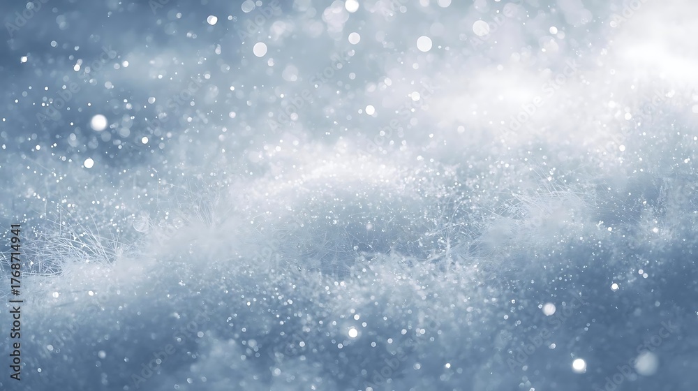 Obraz premium Gentle Snowfall on a Misty Winter Morning With Soft Bokeh Lights and Sparkling Particles in the Air