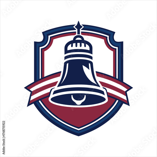 Liberty Bell Shield Emblem Logo Vector Illustration