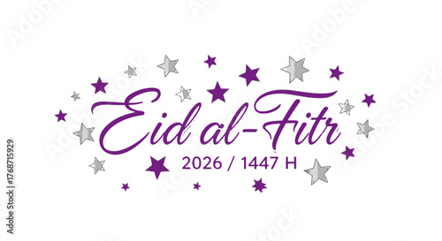 Eid al Fitr Celebration with Stars and Year Displayed Beautifully.