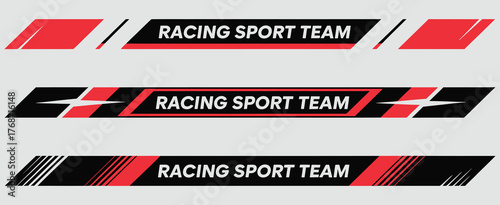 Car Racing Stripes and Sport Decals Vector Set with Vinyl Stickers, Dynamic Lines, Auto Wrap Graphics, and Vehicle Decoration Elements