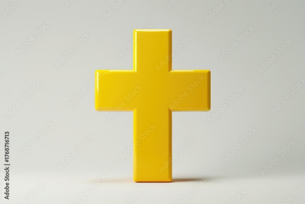 Obraz premium Realistic yellow cross mark 3D render icon on white background, perfect for warning pop-up, cancel button, or error message in app interface design and web user experience graphics