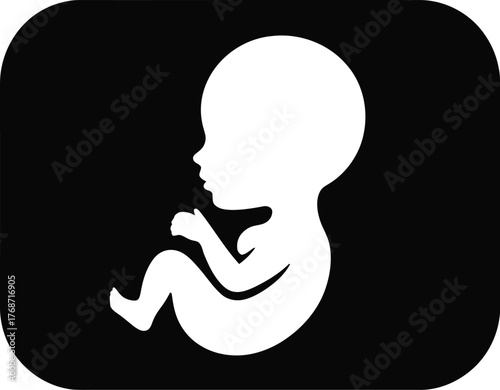 Pregnancy fetus icon illustration black and white